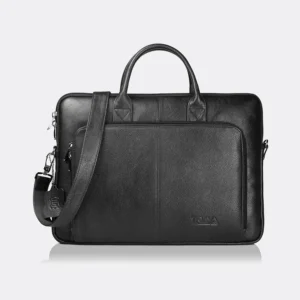 Trava Geniune Leather Laptop Messenger Bag for Men Women for Everyday Use Compatible with upto 14 inch Laptop - Black