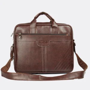 Trava Supreme PU Leather Laptop Messenger Bag for Men Women Compatible with upto 15.6 inch Laptop (Brown)