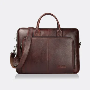 Trava Geniune Leather Laptop Messenger Bag for Men Women for Everyday Use Compatible with upto 14 inch Laptop - Brown