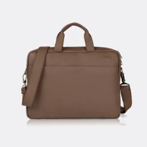 Trava Milky PU Leather Laptop Messenger Bag for Men Women Compatible with upto 15.6 inch Laptop (Brown)