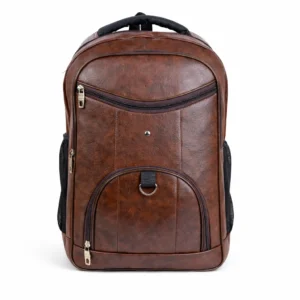 Premium PU Leather Laptop Backpack upto 15.6 inch for Office, Travel & Everyday Use – Brown