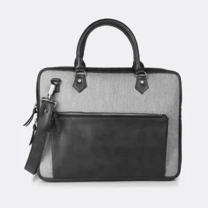 Trava PU & Canvas Office Laptop Messenger Bag for Everyday Use Compatible with upto 15.6 inch Laptop - Gray