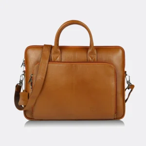 Trava Geniune Leather Laptop Messenger Bag for Men Women for Everyday Use Compatible with upto 14 inch Laptop - TAN