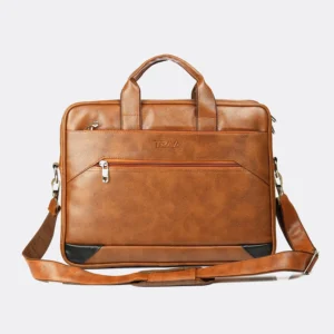 Trava Grain PU Leather Laptop Messenger Bag for Men Women Compatible with upto 15.6 inch Laptop (TAN)